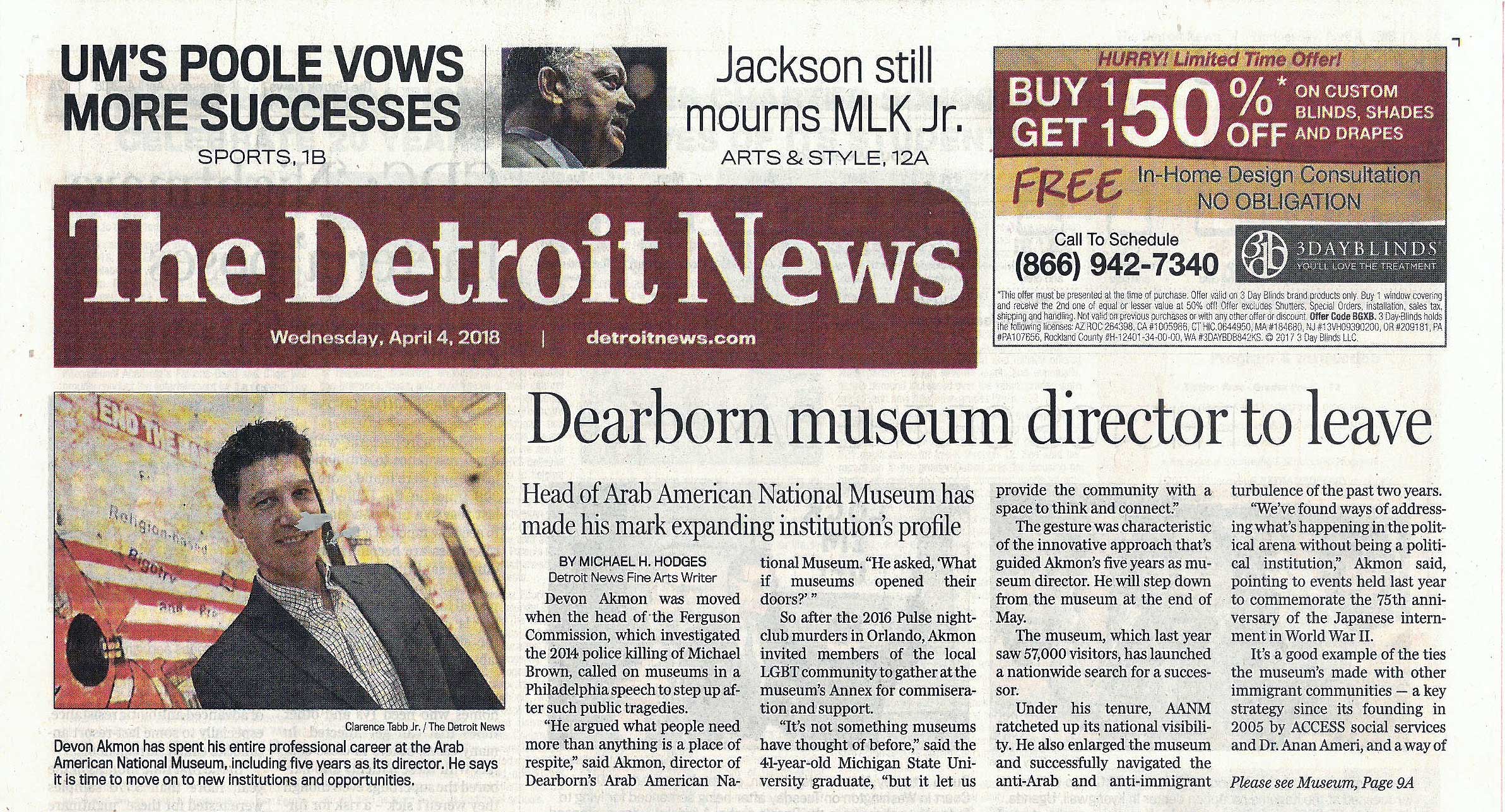 Departure Notification Featured in Detroit News