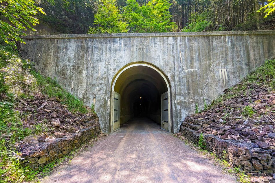 The northern entrance to the tunnel at Big Savage Mountain along the Great Allegheny Passage.
