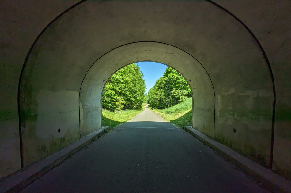 A view from within a tunnel along the Great Allegheny Passage.