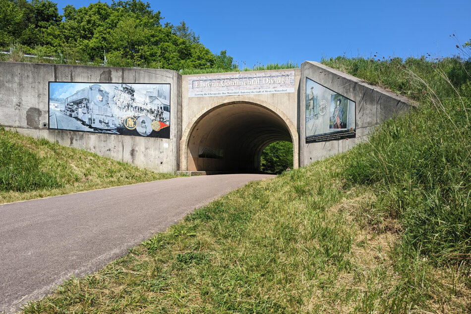 A view of the southern entrance into the tunnel at the Eastern Continental Divide along the Great Allegheny Passage.