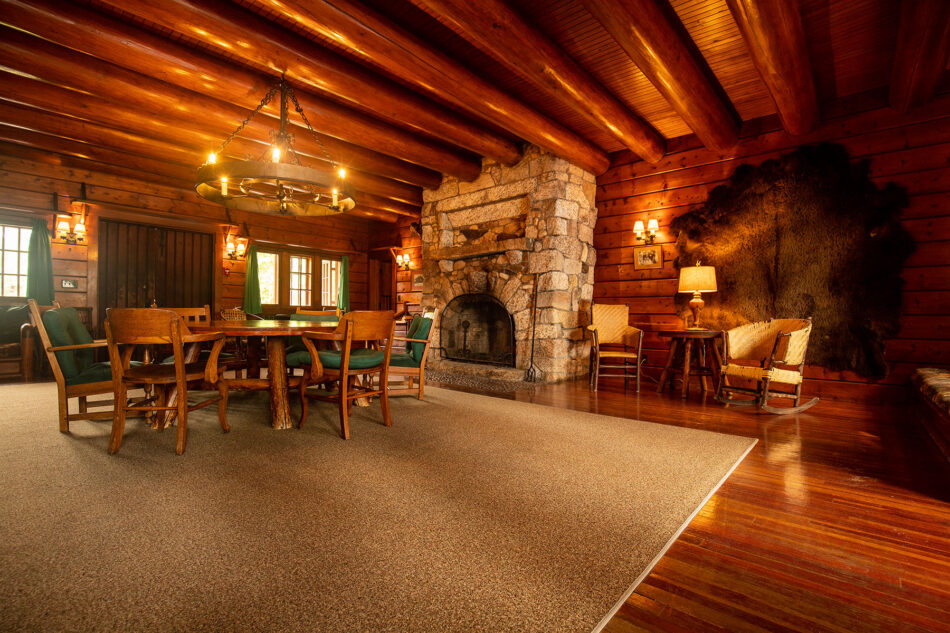 The great room in the Main Lodge at Great Camp Sagamore.