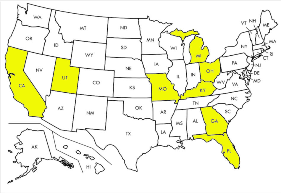 A map of the marathons I've completed to date.